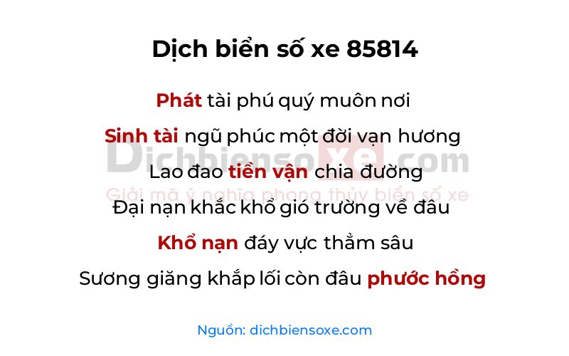 Dịch thơ biển số 85814