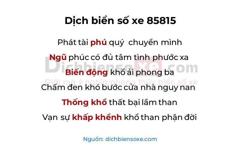 Dịch thơ biển số 85815