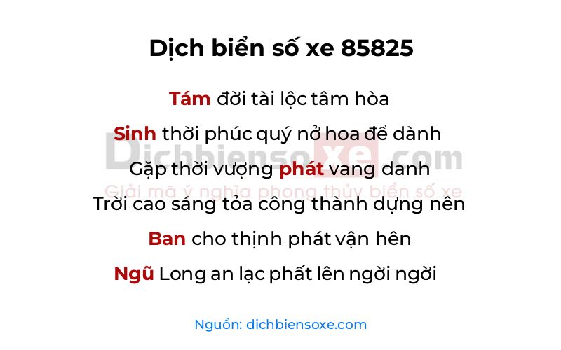 Dịch thơ biển số 85825