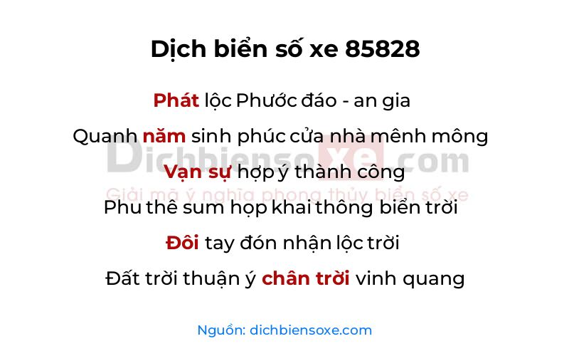 Dịch thơ biển số 85828