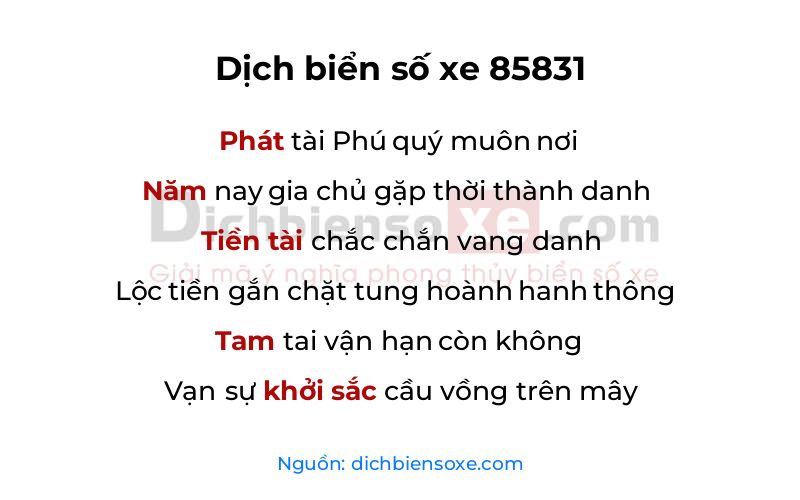 Dịch thơ biển số 85831