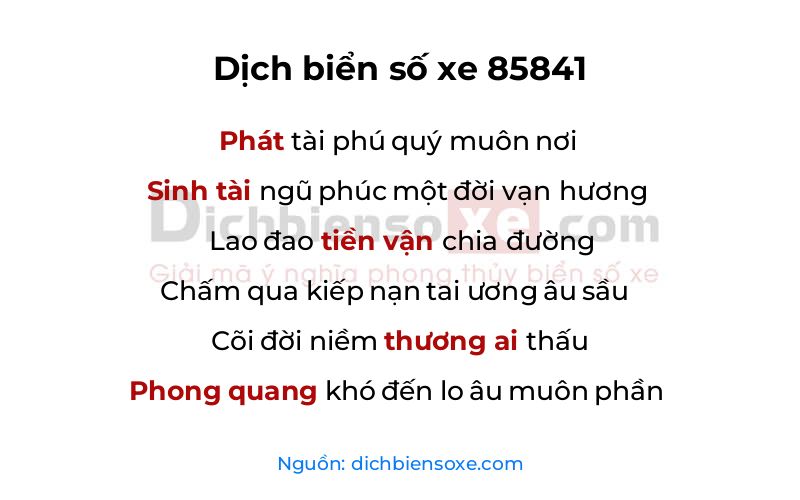 Dịch thơ biển số 85841