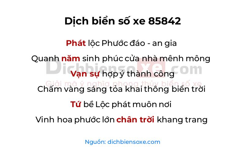 Dịch thơ biển số 85842