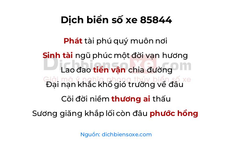 Dịch thơ biển số 85844