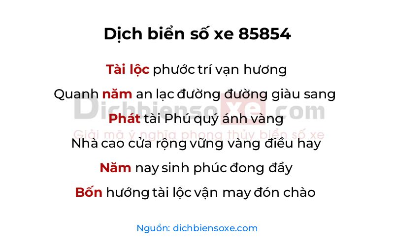Dịch thơ biển số 85854