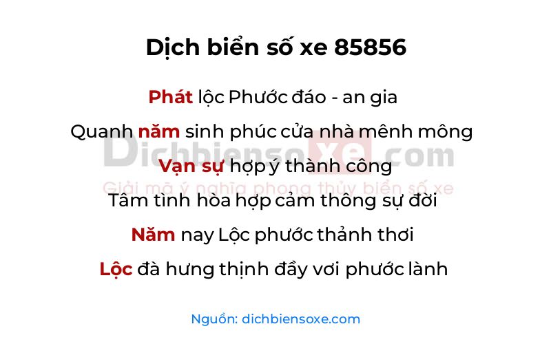 Dịch thơ biển số 85856