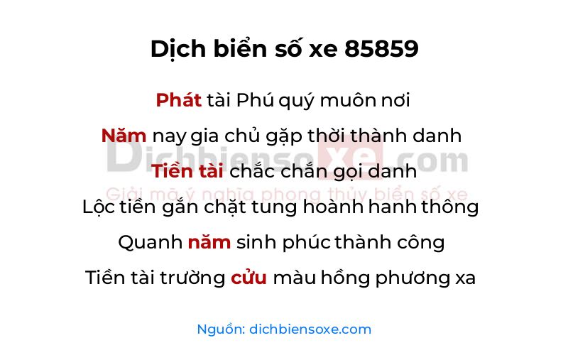 Dịch thơ biển số 85859