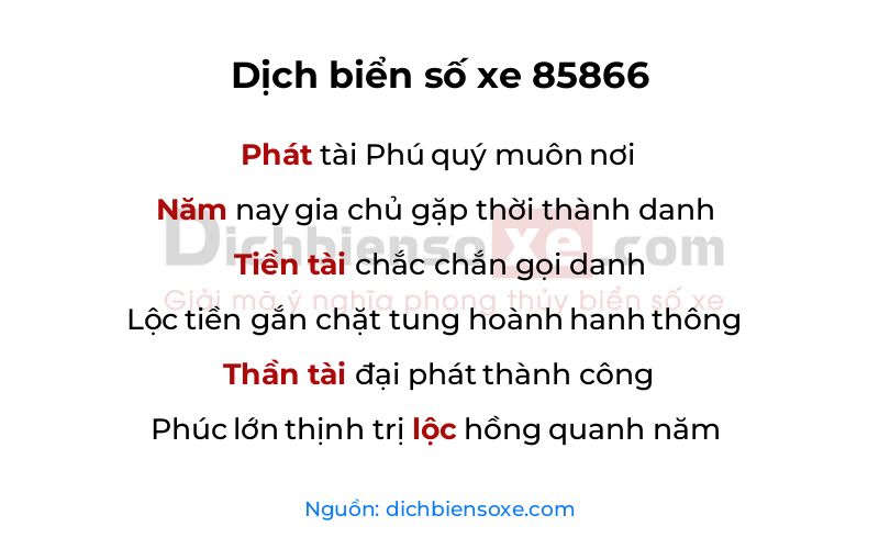 Dịch thơ biển số 85866