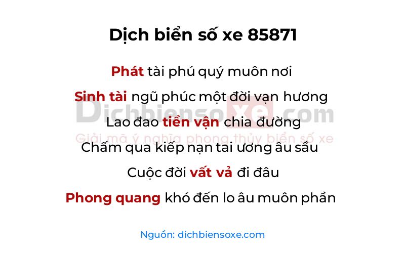 Dịch thơ biển số 85871