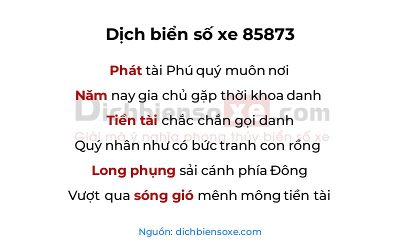 Dịch thơ biển số 85873