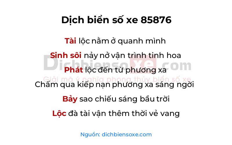 Dịch thơ biển số 85876