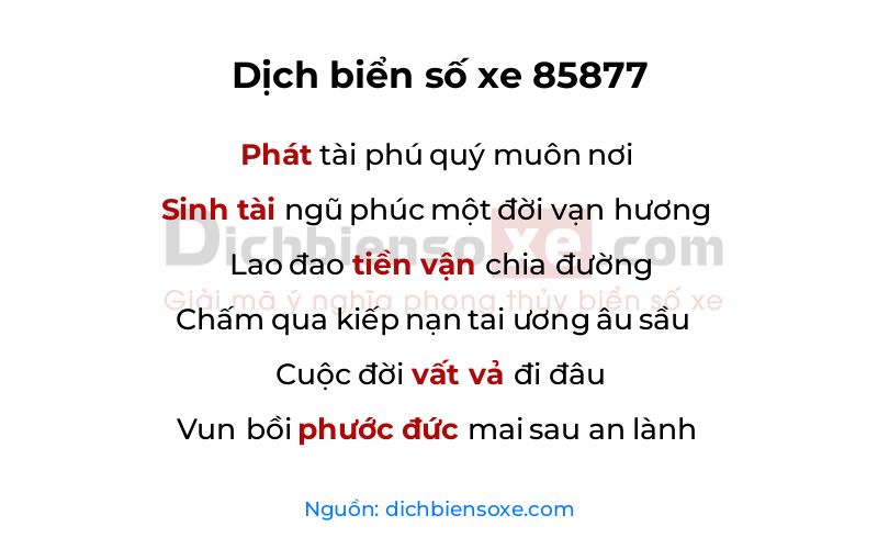 Dịch thơ biển số 85877