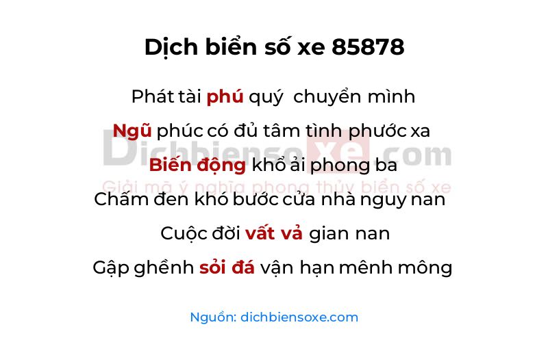 Dịch thơ biển số 85878