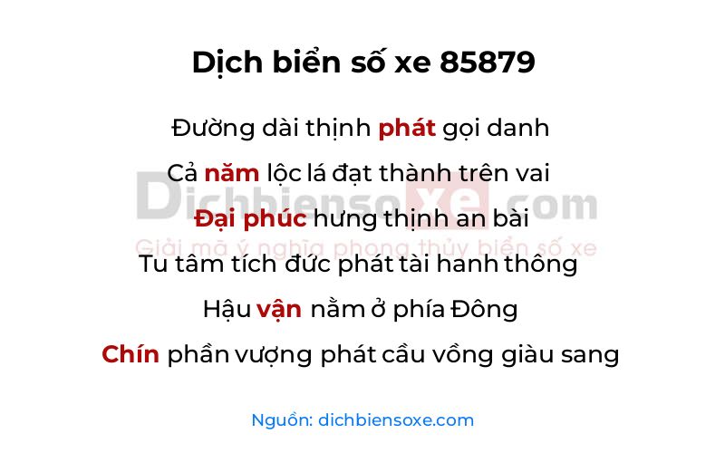 Dịch thơ biển số 85879