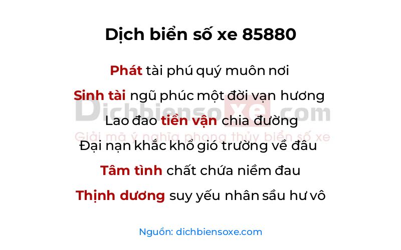Dịch thơ biển số 85880