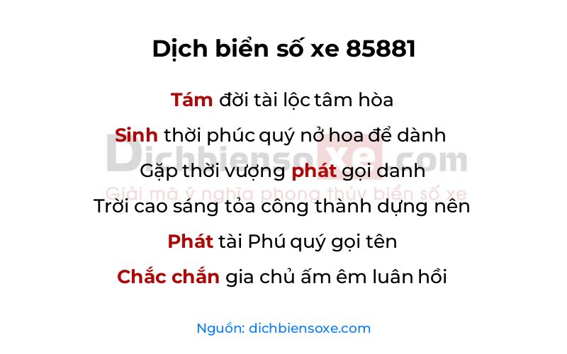 Dịch thơ biển số 85881