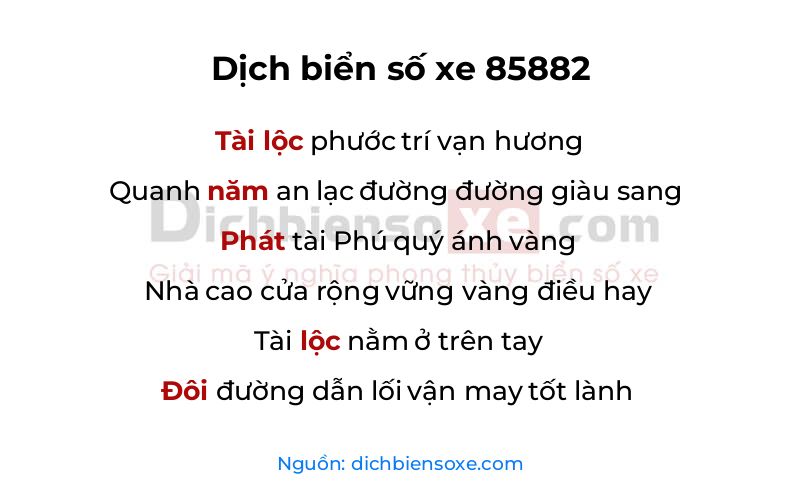 Dịch thơ biển số 85882