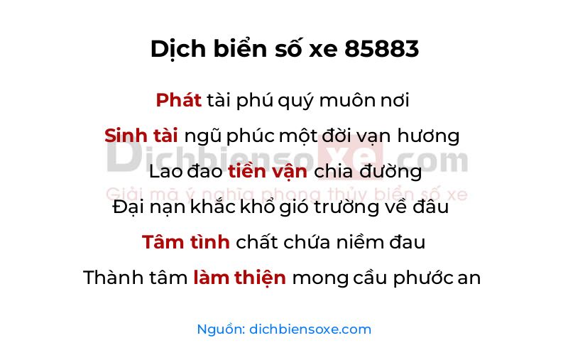 Dịch thơ biển số 85883