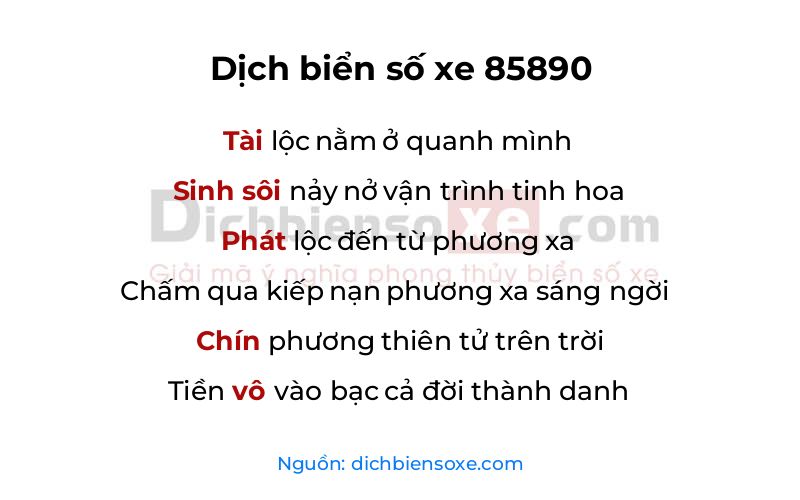 Dịch thơ biển số 85890