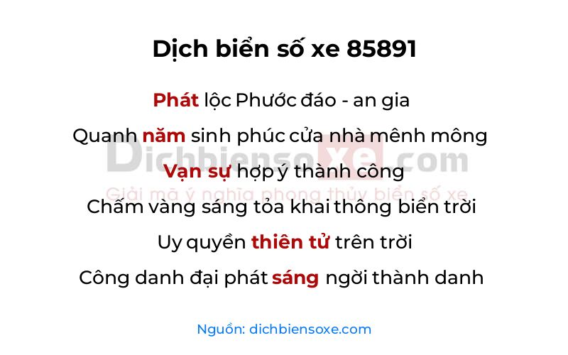 Dịch thơ biển số 85891