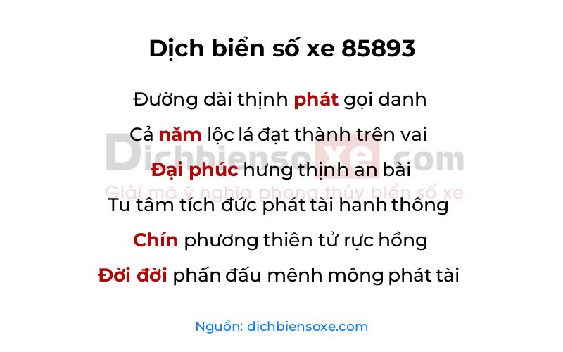 Dịch thơ biển số 85893