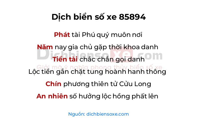 Dịch thơ biển số 85894