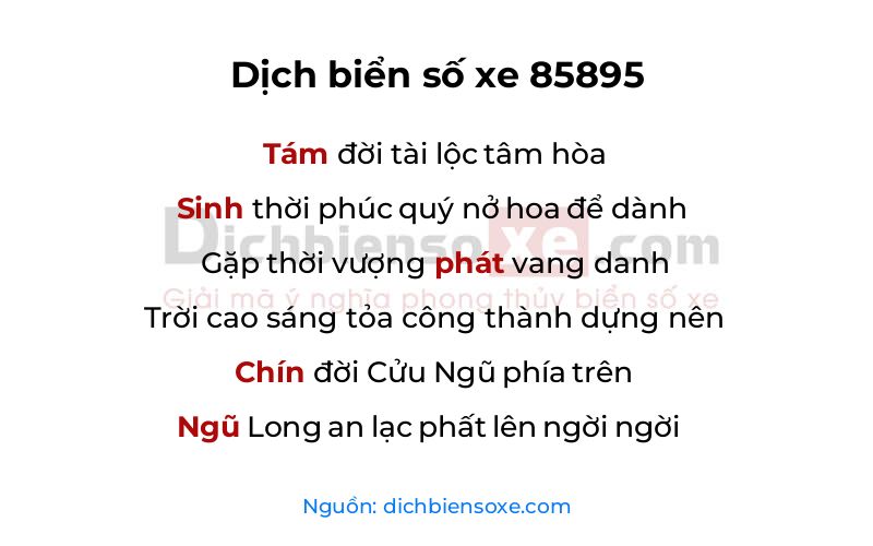 Dịch thơ biển số 85895