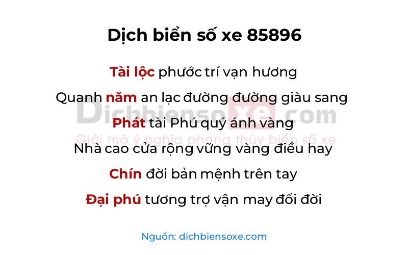 Dịch thơ biển số 85896