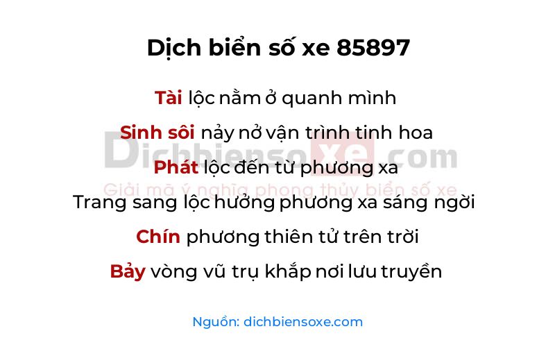 Dịch thơ biển số 85897