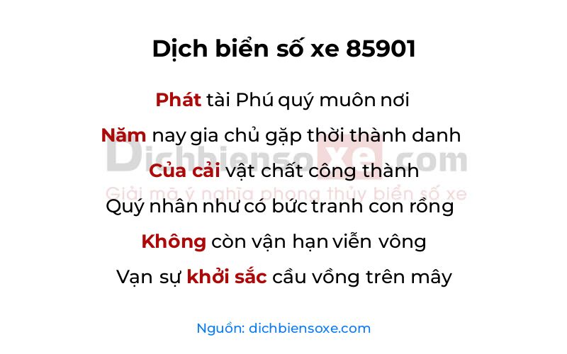 Dịch thơ biển số 85901