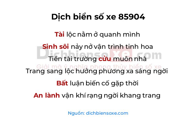 Dịch thơ biển số 85904