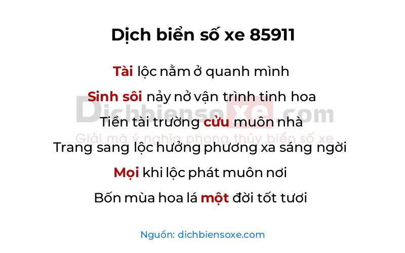 Dịch thơ biển số 85911