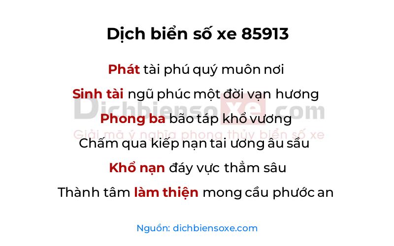Dịch thơ biển số 85913