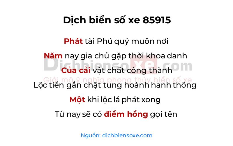 Dịch thơ biển số 85915