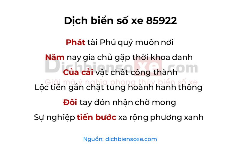 Dịch thơ biển số 85922