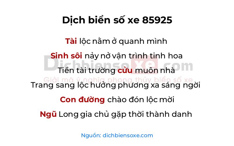 Dịch thơ biển số 85925