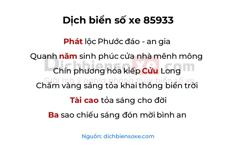 Dịch thơ biển số 85933