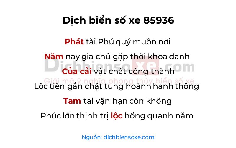 Dịch thơ biển số 85936