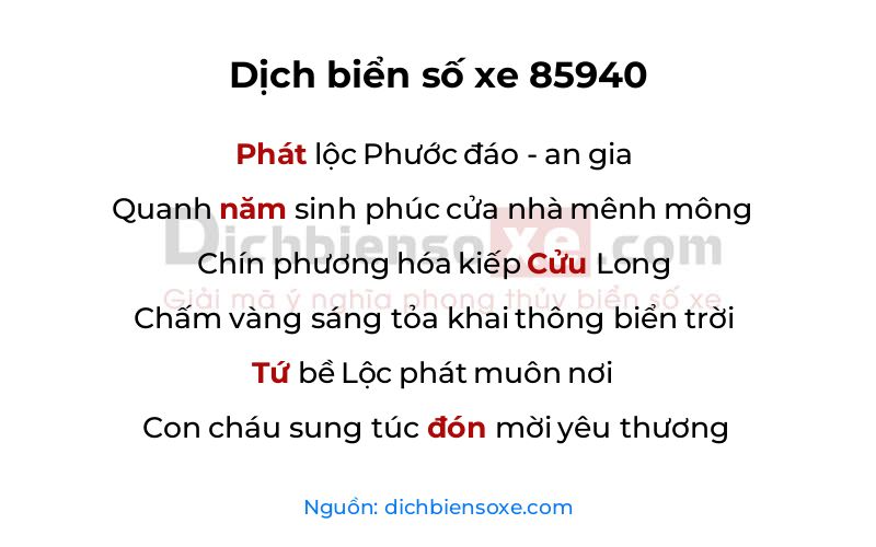 Dịch thơ biển số 85940