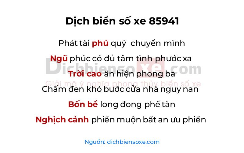 Dịch thơ biển số 85941