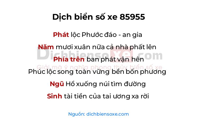 Dịch thơ biển số 85955