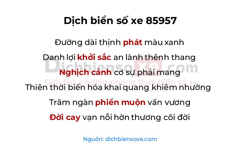 Dịch thơ biển số 85957