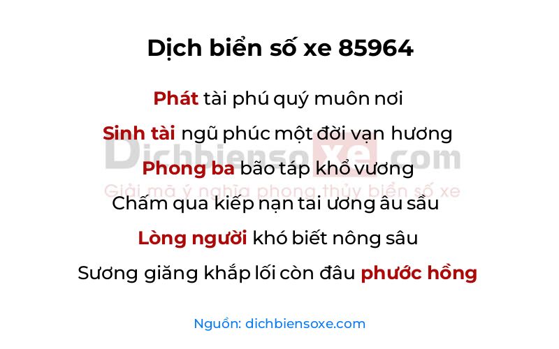 Dịch thơ biển số 85964