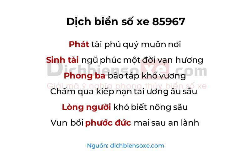 Dịch thơ biển số 85967