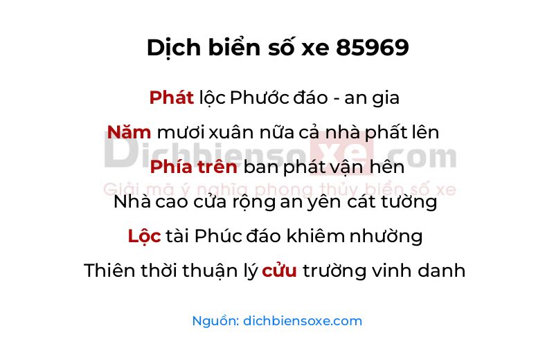 Dịch thơ biển số 85969