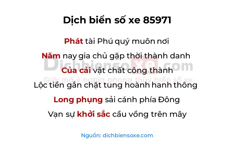 Dịch thơ biển số 85971