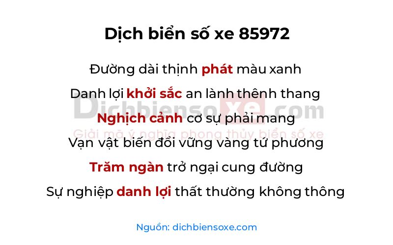 Dịch thơ biển số 85972