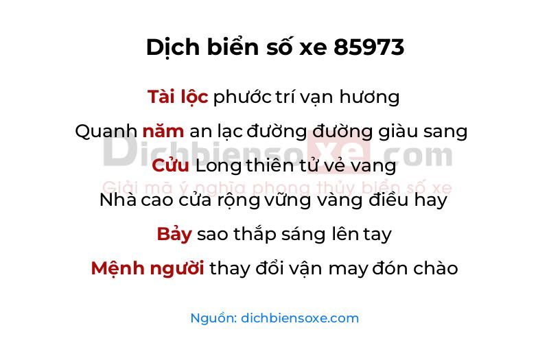 Dịch thơ biển số 85973
