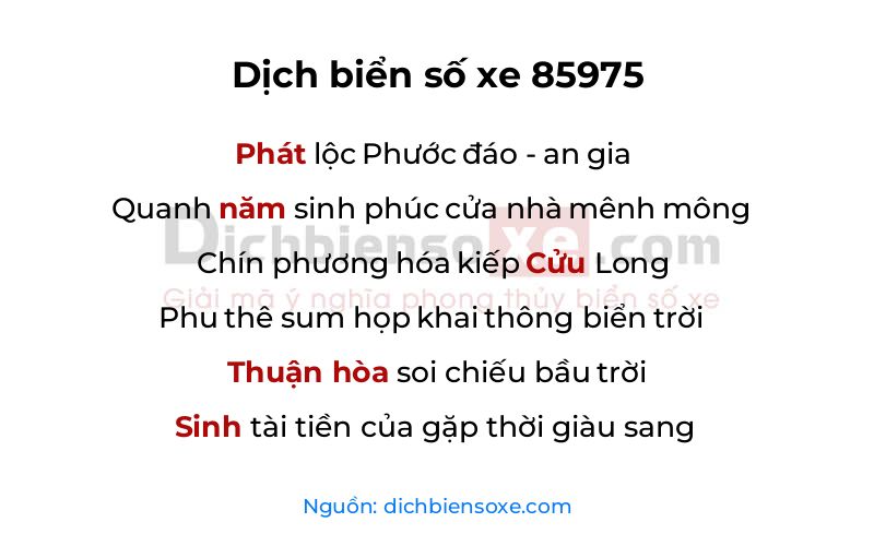 Dịch thơ biển số 85975