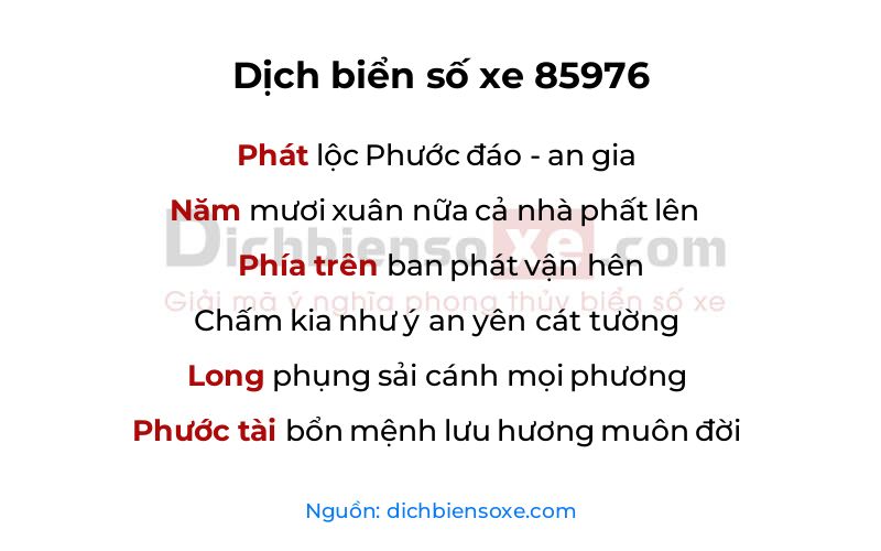 Dịch thơ biển số 85976